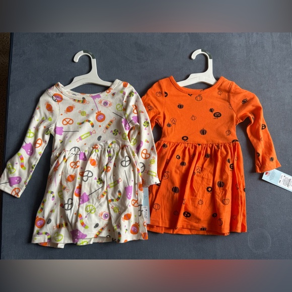 Cat & Jack Halloween Pumpkin Candy Dress Bundle Toddler Girls SZ 18M Long Sleeve - Picture 1 of 6